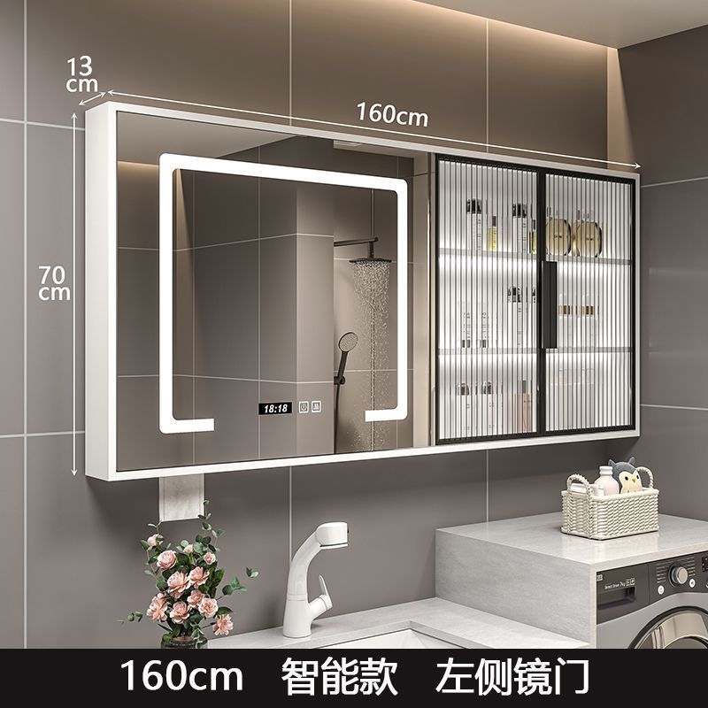 Solid wood bathroom smart mirror cabinet separate wall-mounted bathroom storage mirror mirror box rack integrated vanity mirror
