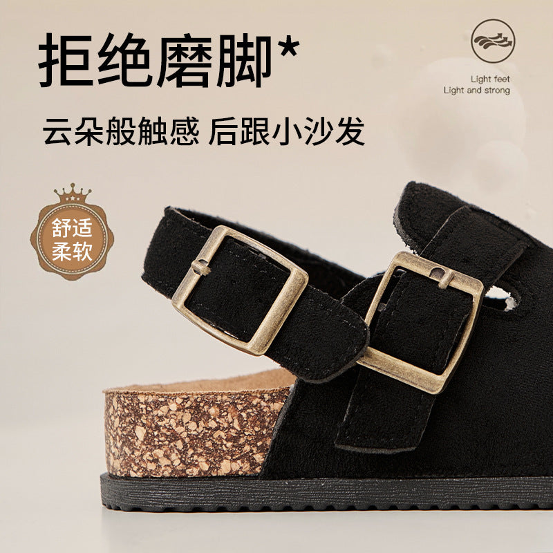 2026 new cross-border children's birkenstock-style sandals with heel strap, european and american style, lightweight parent-child flip-flops, export size 28-37