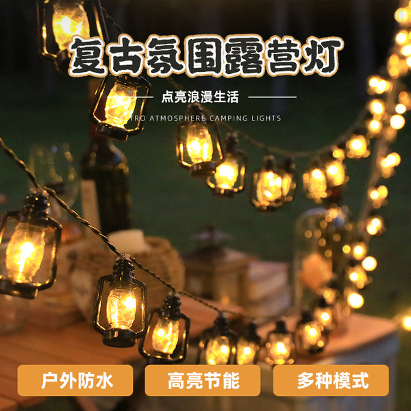 LED kerosene light string outdoor camping atmosphere light, tent canopy Internet celebrity photo decoration camp lights