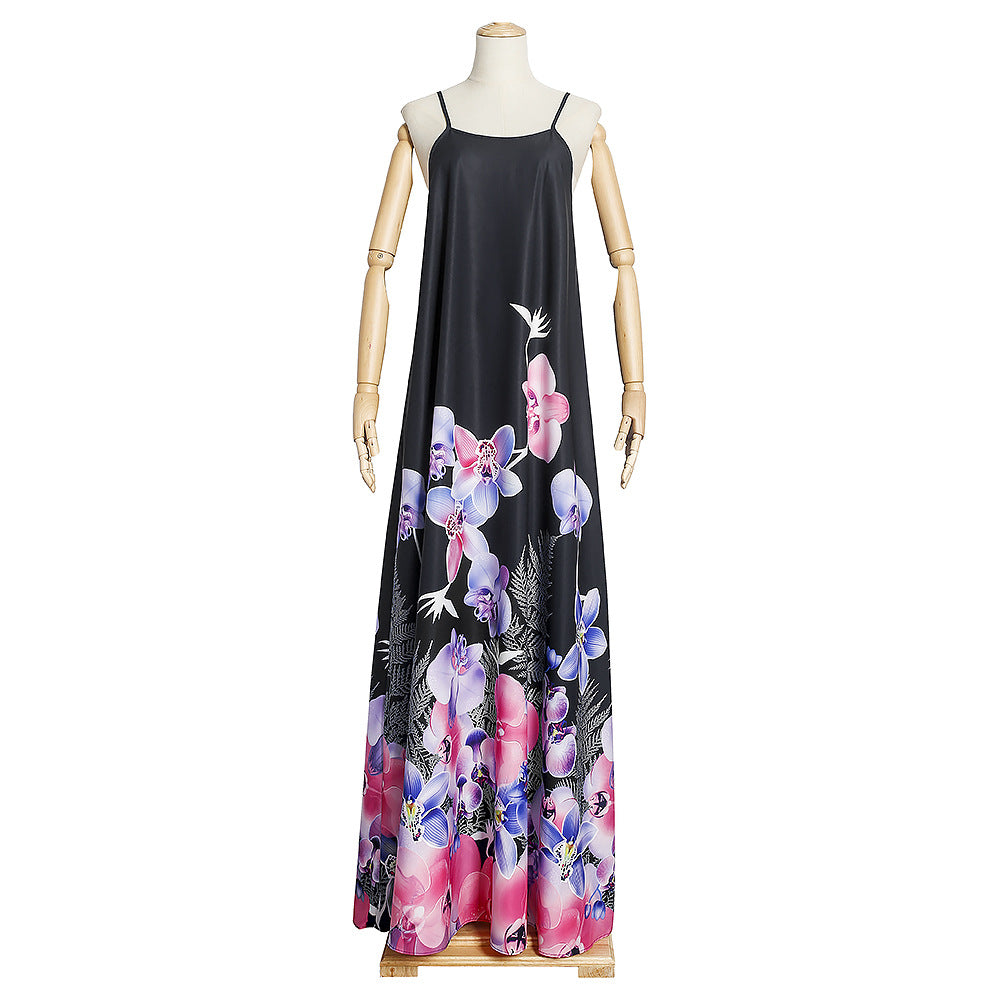 European and american cross-border e-commerce   sleeveless printed dress african plus size women's camisole maxi dress