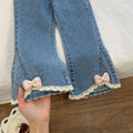 new year's girls' denim jeans - 3d bowknot flare leggings - trendy and stylish jeans for baby girls