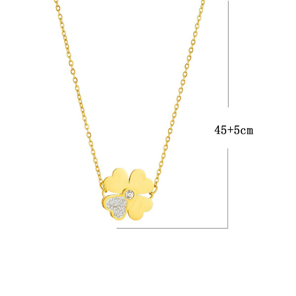 High-quality clover necklace for women, full diamond petals, lucky clover, 24k rose gold clavicle chain, factory direct sales