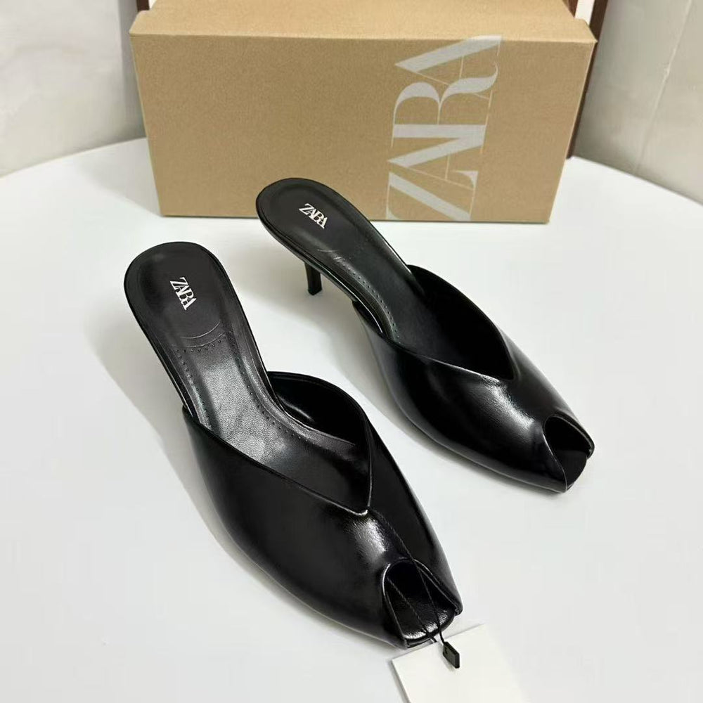 Za's 2025 summer export collection: french-style square-toe peep-toe mules - fashionable and versatile sandals for women