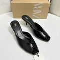 Za's 2025 summer export collection: french-style square-toe peep-toe mules - fashionable and versatile sandals for women