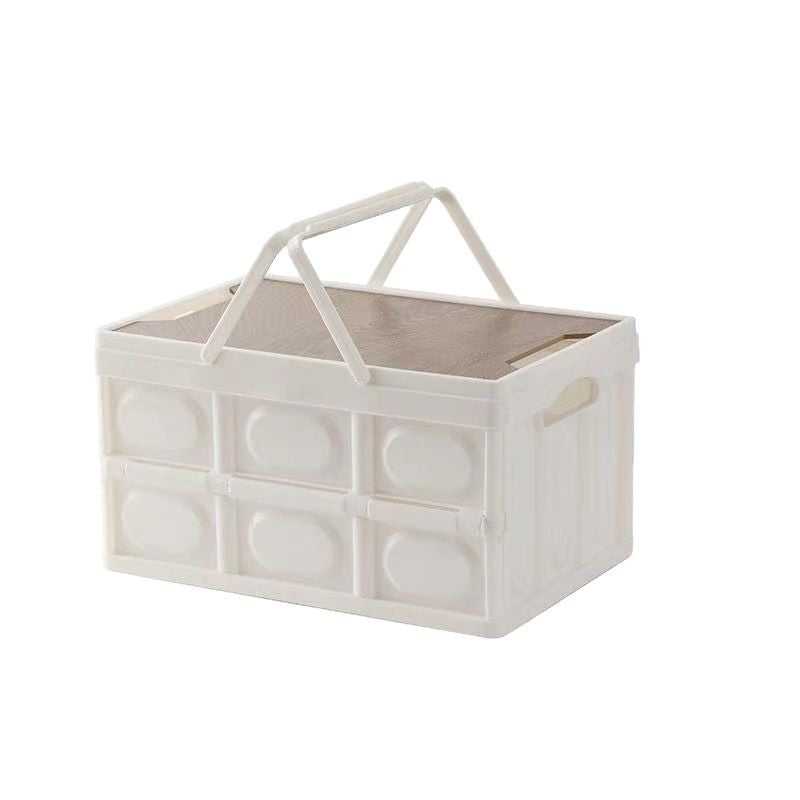 Outdoor camping camping folding storage box household wooden cover car trunk storage box can sit creative finishing box