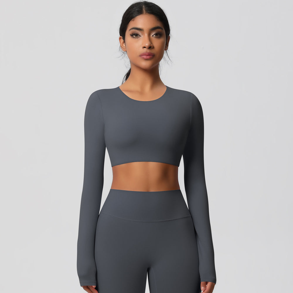 New women's barely-there outdoor running long sleeve t-shirt - compression fit, brushed yoga top, quick-dry, breathable activewear for sports and fitness