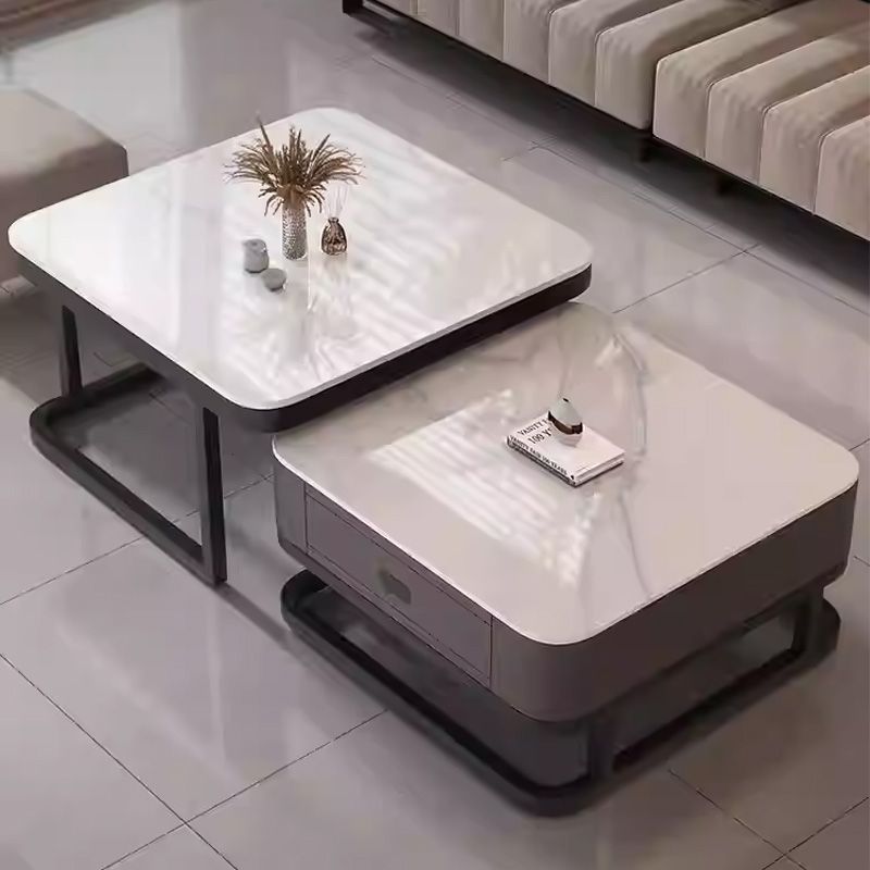 Rock slab coffee table for home living room small apartment coffee table casual modern new arrivalclassy glass retractable storage tea table