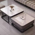 Rock slab coffee table for home living room small apartment coffee table casual modern new arrivalclassy glass retractable storage tea table