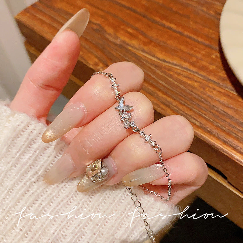 Super fairy micro-embedded zircon bows bracelet for women classy sense of accessible luxury crystal bracelet best selling exquisite pull-out hand jewelry
