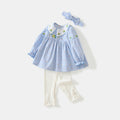 Baby outfit set - new autumn  collection - girls' set - pastoral style - sky blue polka dot floral print - children's clothing