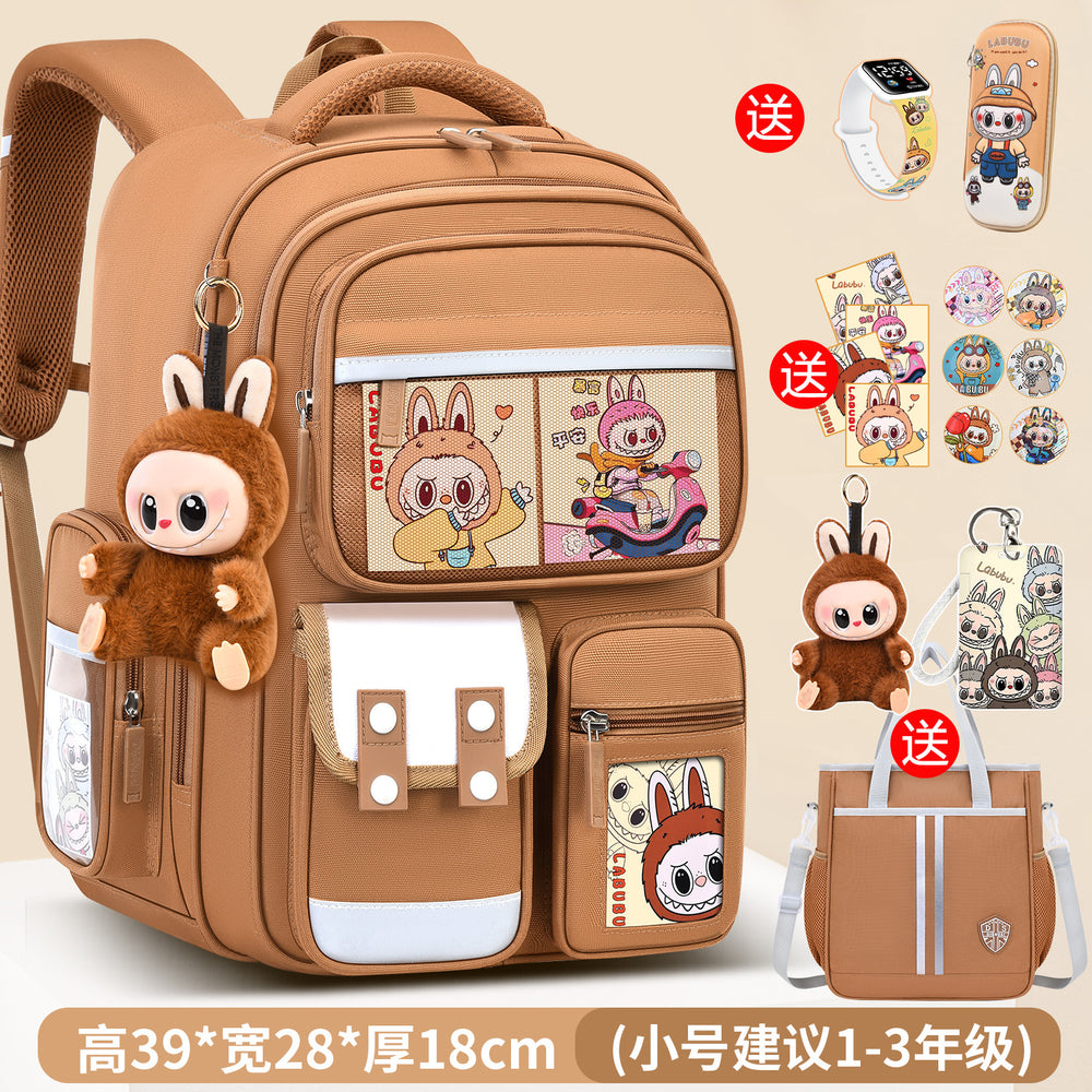 Labubu backpack - new 2026 model for elementary school students (grades 1-6). lightweight, spine-protecting, and load-reducing design for boys and girls