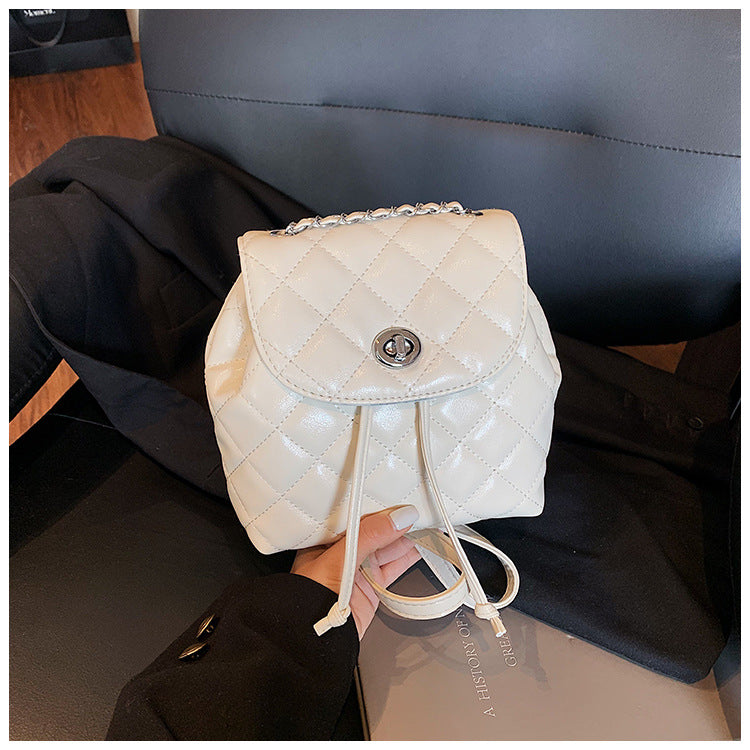 Designer argyle chain backpack - 2026 spring new arrival bucket bag - premium quality fashion commuter bag for women