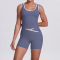 new arrival: double-sided brushed fleece color block compression yoga set - breathable, cross-back design, perfect for running and fitness (two-piece set)