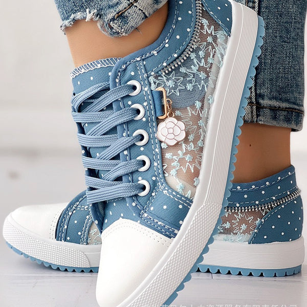 LZT2935 series new mesh student board shoes Korean version hollow canvas shoes women's casual flat single shoes