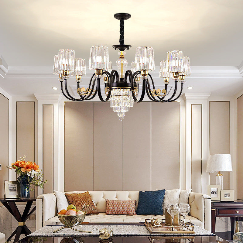 Living room lamp modern simple atmosphere light luxury hall high-end lighting villa duplex building American lamp crystal chandelier