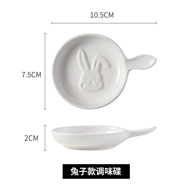 Ceramic tableware cartoon seasoning dipping dish for home bowls and chopsticks creative sauce hotel cute side dishes soy sauce wholesale