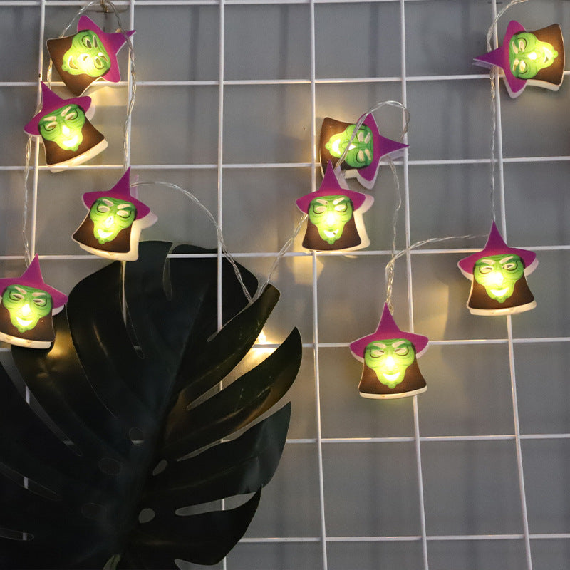 Cross-border Halloween LED witch ghost small lantern decorative light string ghost festival decorative pendant flashing light manufacturer customization