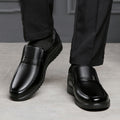 2025 winter men's black leather casual shoes - versatile soft-soled, soft-faced cotton-padded shoes for men - durable and stain-resistant for middle-aged men