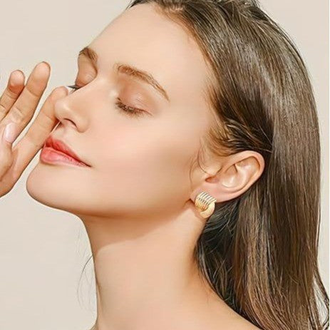 stainless steel gold and silver color matching geometric earrings textured earrings high-end earrings wholesale