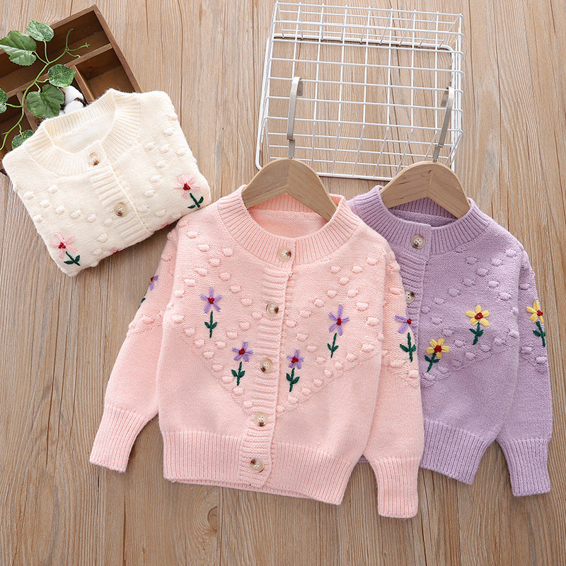 Girls' cardigan sweater -  autumn/winter versatile outerwear - baby girl knitwear - toddler & little girl knitted sweater top