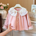 Korean style  spring/autumn new girls' blouse - ruffle collar shirt, trendy and chic, versatile outerwear for baby girls