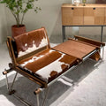 Italian living room book and newspaper chair balcony single sofa casual chair bauhaus style cow leather bench cow chair
