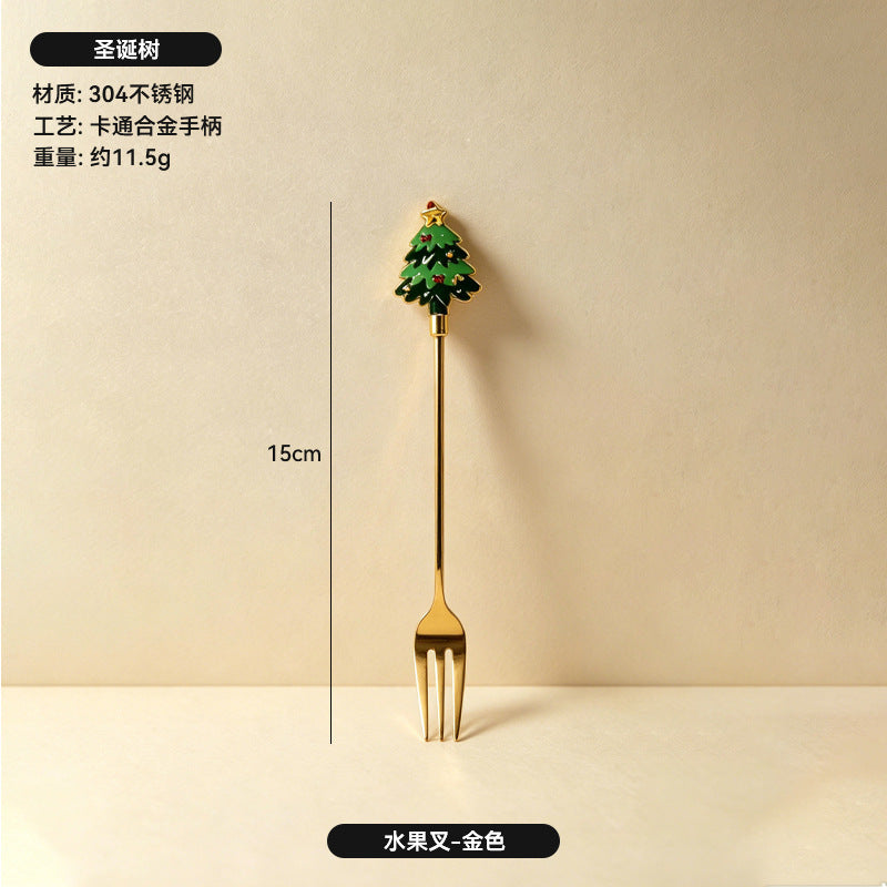 304 stainless steel luxury style creative christmas tableware coffee spoon afternoon tea dessert spoon fruit fork wholesale