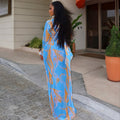 Fashion style cross-border silmplaid women's clothing light waist bag hip skirt round neck long sleeves tie-dye printingdress trendy