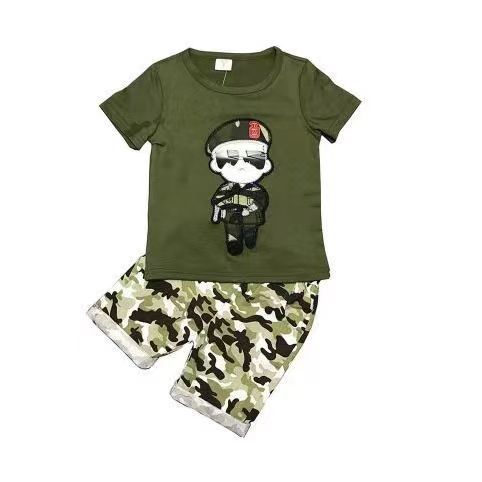 Summer camouflage outfit set  new boys' short-sleeve set for toddlers and young children - direct from the manufacturer, dropshipping available