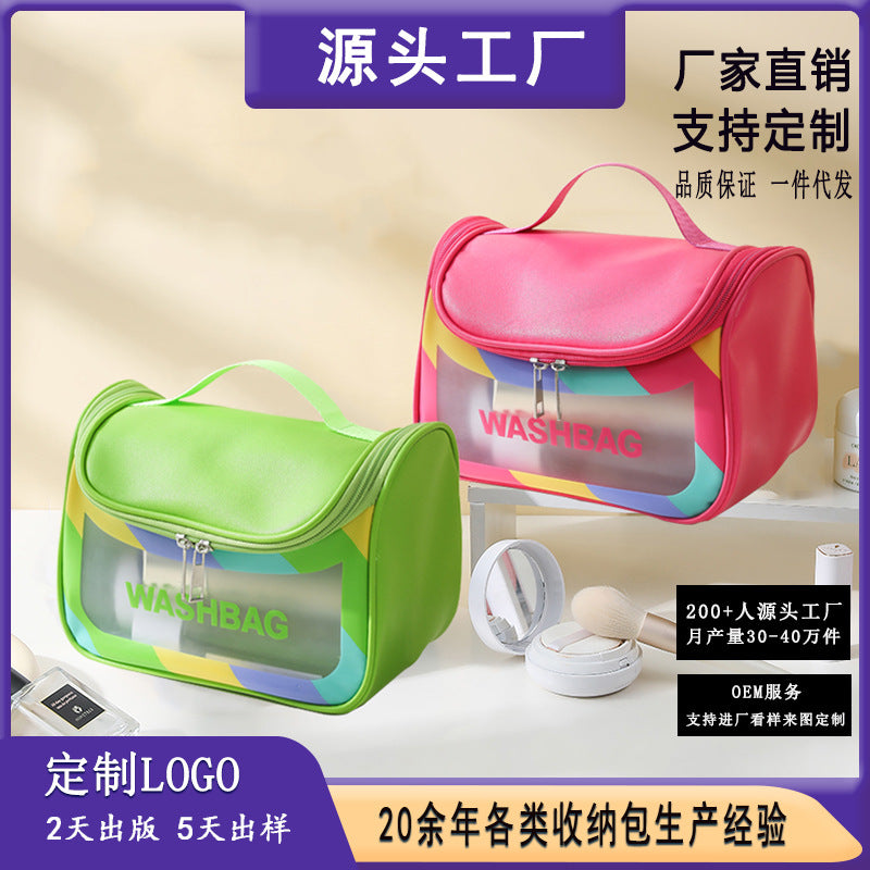 pvc  colorful dopamine portable cosmetic bag gift storage high value large capacity waterproof toilet bag