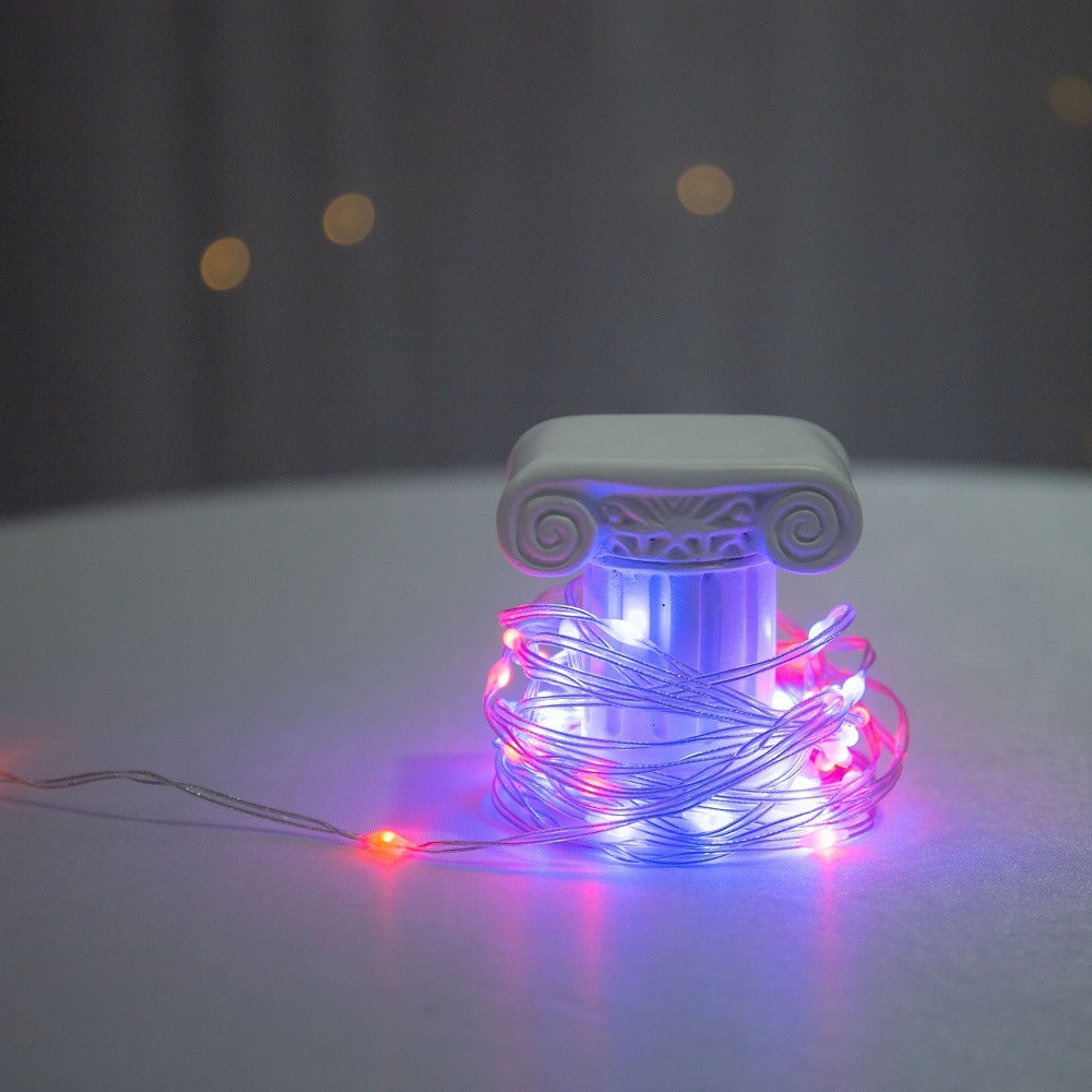 LED light string USB colorful synchronous flash RGB Symphony leather line light 16 color copper wire rubber light wedding Christmas decoration