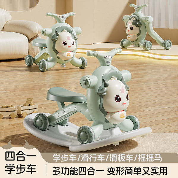 Four-in-one multi-functional walker, children's rocking horse scooter, anti-rollover and anti-o-leg, light and music toy car