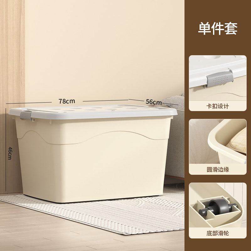 New Plastic Storage Box Cream Wind Large Capacity Extra Large Household Student Books Clothes Quilts Household Organizing Box