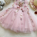summer sleeveless girls' chic 3d floral dress - new embroidered lace mesh dress