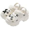 2024 cartoon cotton slippers for girls, new autumn/winter thick-soled, height-increasing, non-slip, two-wear style, fleece-lined warm fuzzy clogs