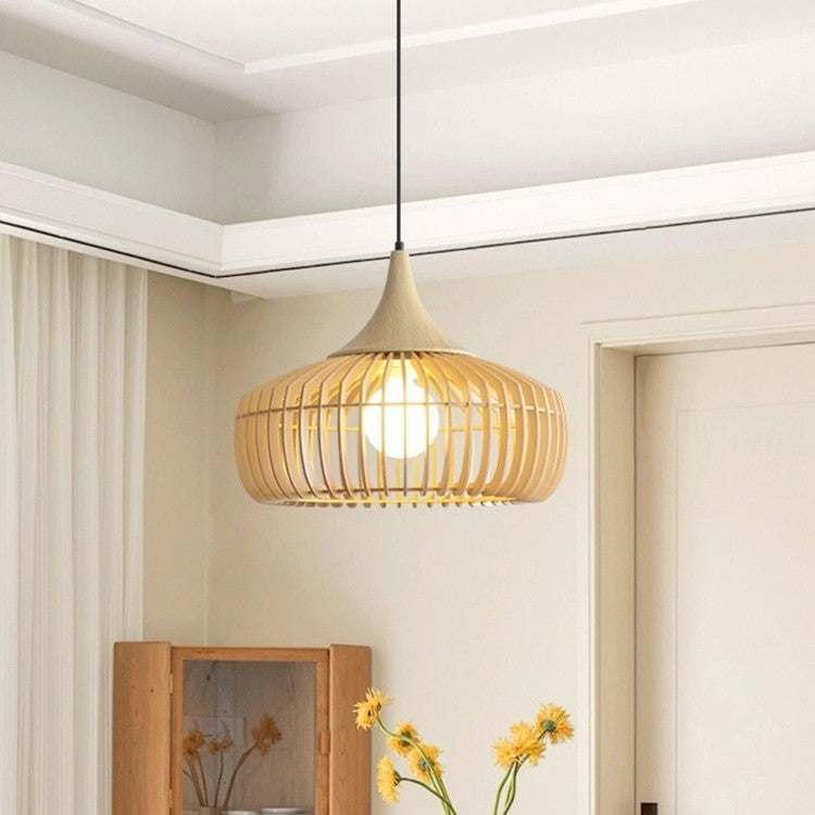 Log wind restaurant chandelier Japanese-style simple medieval wabi-sabi wind personalized retro walnut color dining table bar lighting