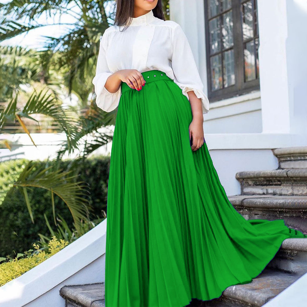 C8499p in stock with belt european and american clothing elegant elegance pleated stylish large skirt skirt export skirt
