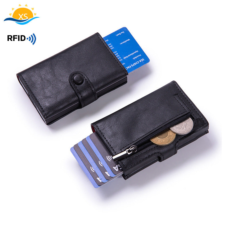 Cross-border  Metal Card Box Wallet Men's RFID Multi-Card Position Anti-Degaussing Card Bag Aluminum Alloy Business Card Holder