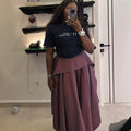 European and american cross-border women's clothing:  summer new arrival - high-waisted, slimming, asymmetrical, loose, flowy, long striped midi skirt
