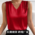 fashion cross-border women's satin satin suit sleeveless elegant commuter vest bottomtops