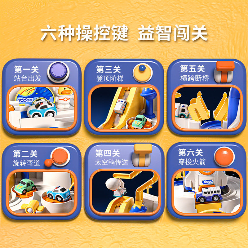 Car adventure challenge: kids' toy cars, trains, rockets, parking garage - educational birthday gift for baby boys
