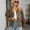 European and american cross-border e-commerce autumn new arrivals:  independent store wild and versatile leopard print denim jacket
