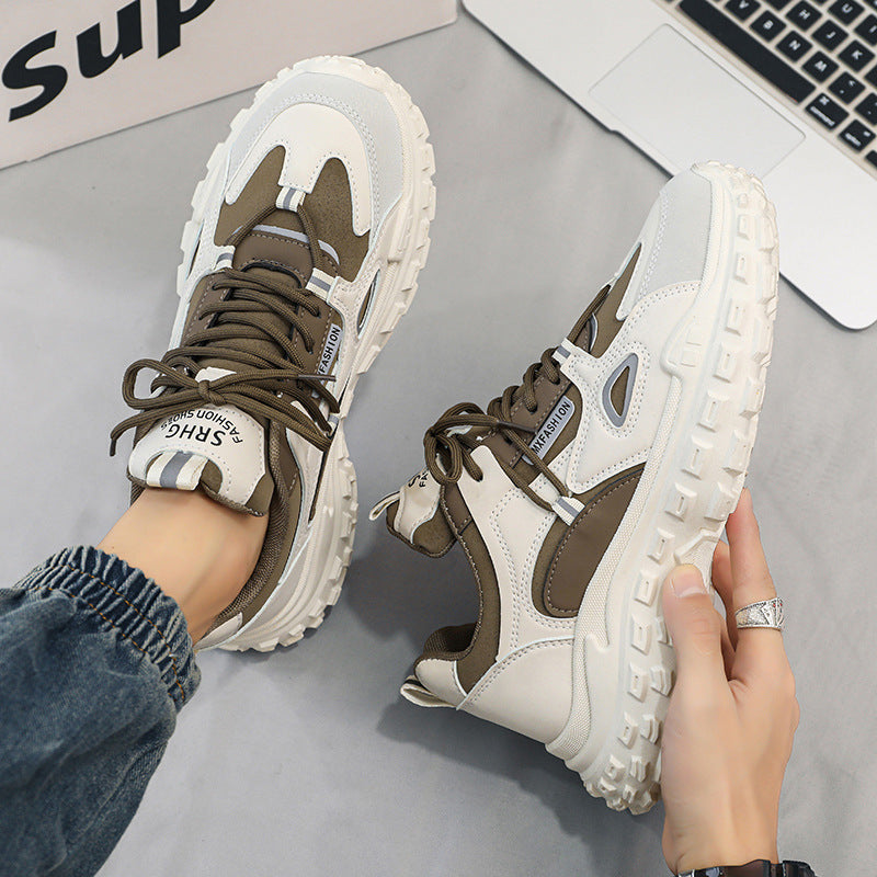 Popular hot-selling men's shoes 2025 new spring versatile casual height-increasing white sports hong kong style dad ins trendy shoes