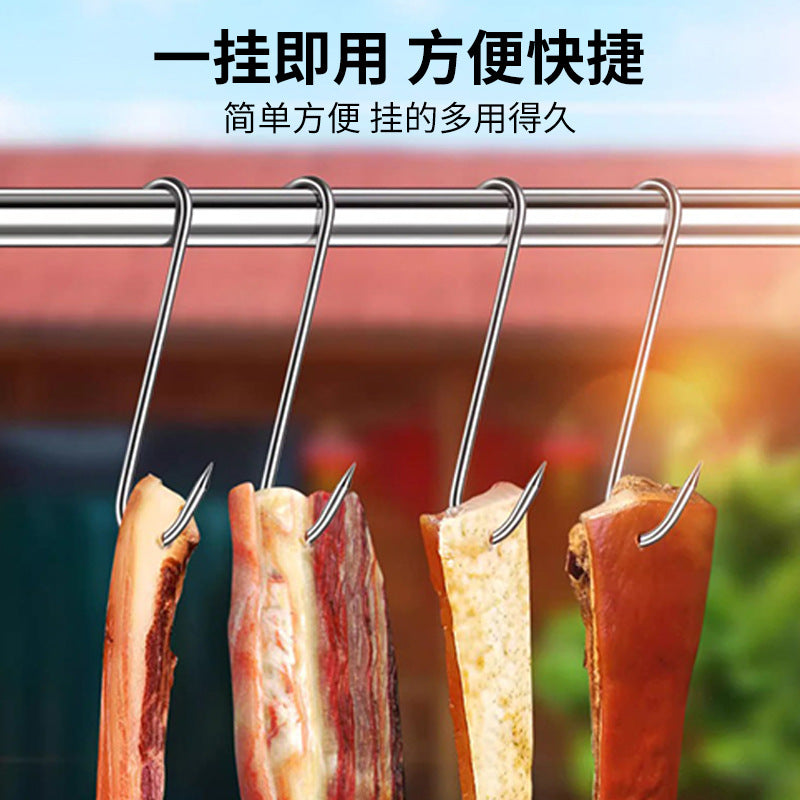 Bacon hook s-shaped stainless steel drying pork hook roast duck sausage special solid thickened large pointed s hook