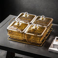 【with lid】amber 4-compartment fruit platter + iron stand, thickened plastic