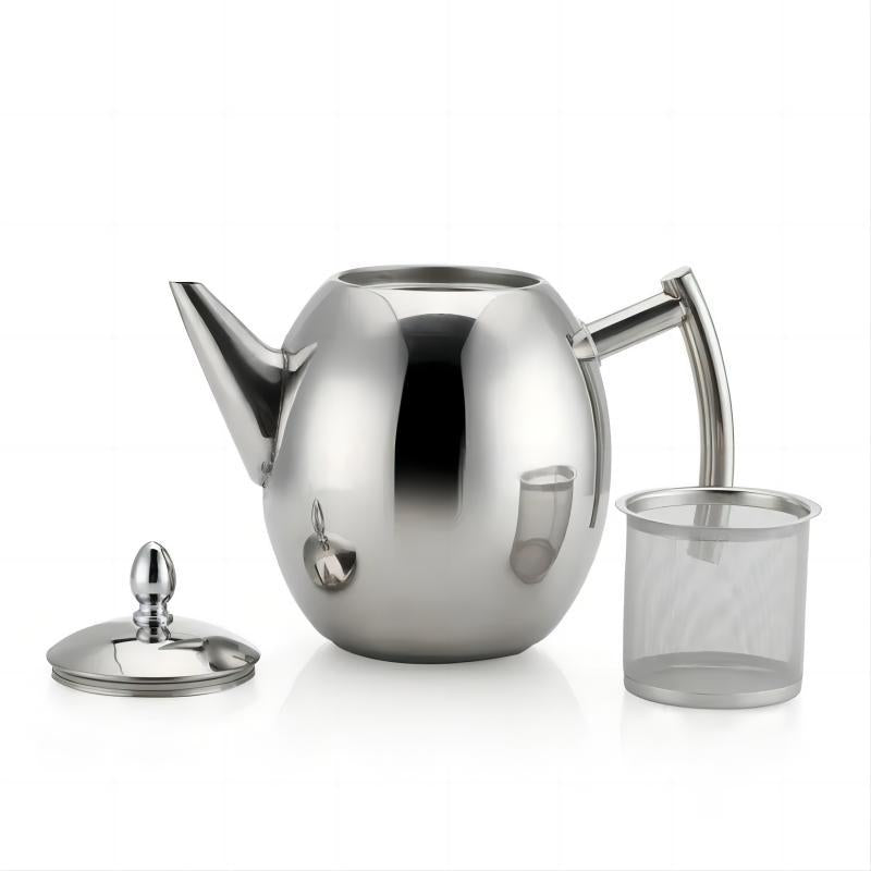 Manufacturer wholesale stainless steel olive pot bright silver bead teapot with strainer teapot gift box cold water pot