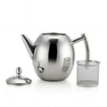 Manufacturer wholesale stainless steel olive pot bright silver bead teapot with strainer teapot gift box cold water pot
