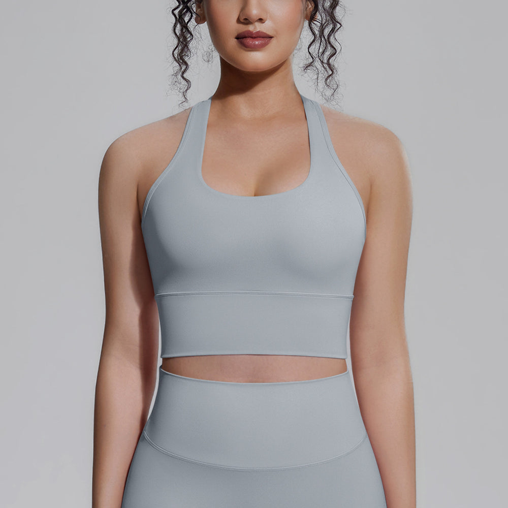 Naked-feel compression sports bra yoga top - quick-dry racerback workout tank with padded yoga bra
