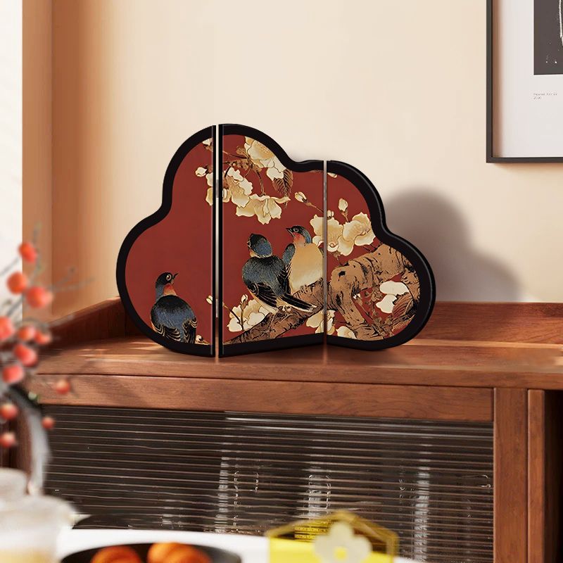 Happy eyebrow small screen red desktop ornaments new chinoiserie living room entrance high-end niche home decorations
