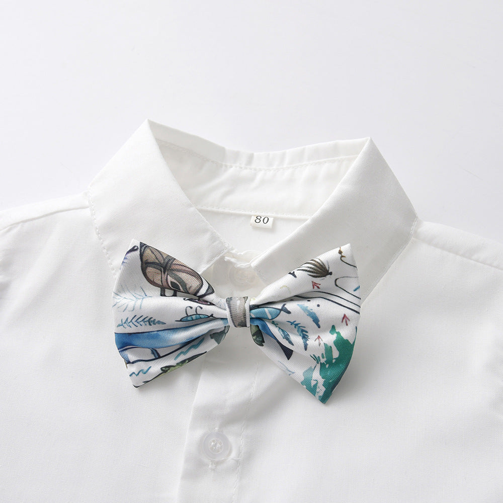 Autumn boys' three-piece outfit: new children's single-breasted long-sleeve shirt, vest, and pants set - baby suit
